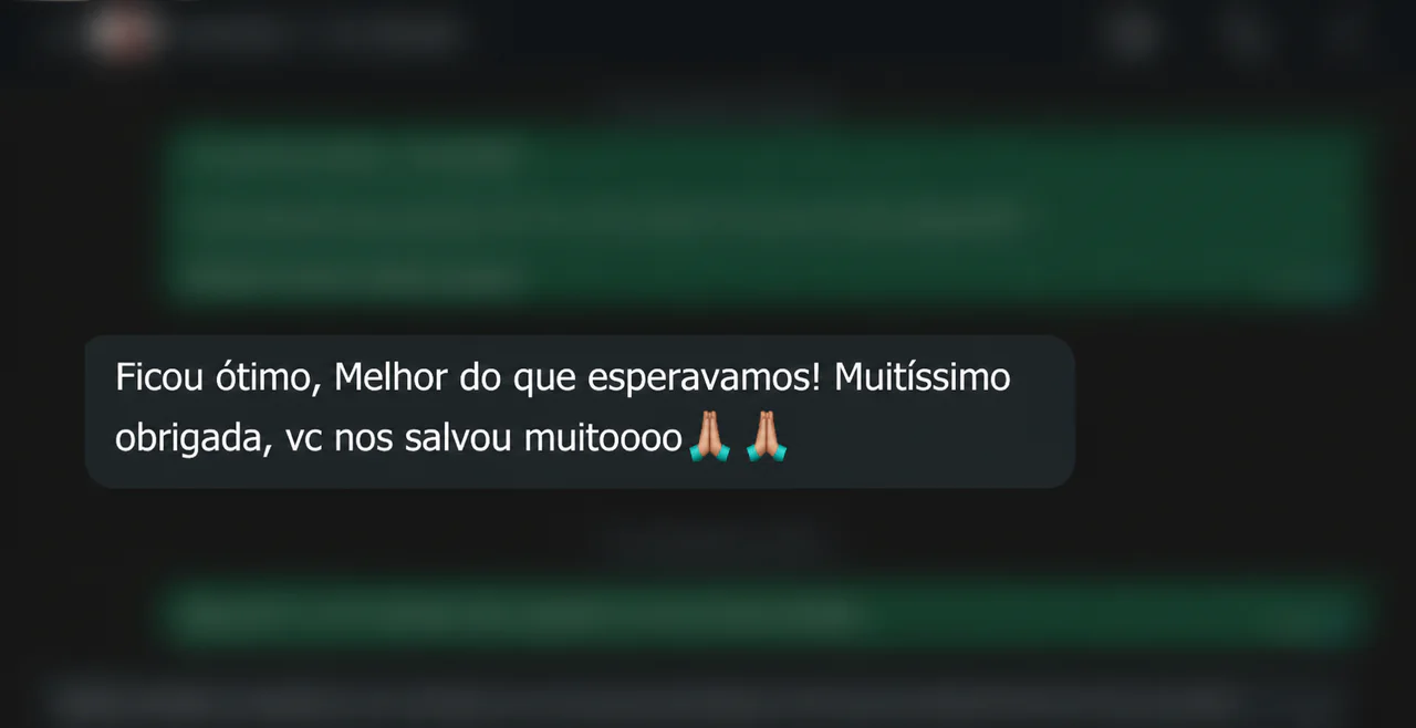 Mensagem anonimizada de cliente dizendo que o computador ficou melhor do que esperava
